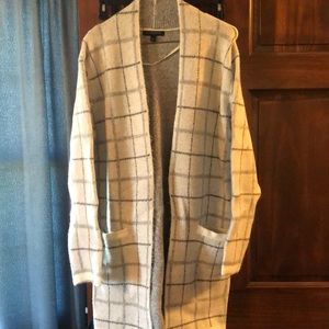 Banana Republic Cream and Black Plaid Cardigan